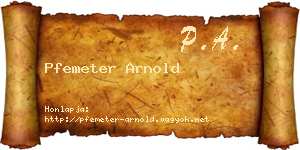 Pfemeter Arnold névjegykártya